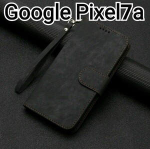 GooglePixel7a ケース　ブラック　手帳型　カードケース　ストラップ