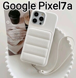 GooglePixel7a ケース　ホワイト　レザー風　カードケース　ストラップ