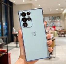 GooglePixel7a ケース　ブルー　ハート　ふちどりメタリック_画像2