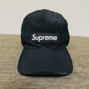 Supreme Mesh Seersucker Camp Cap Black Free 21ss 2021年 黒 ブラック メッシュ シアサッカー キャンプ キャップ ボックスロゴ Dリング