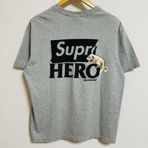 Supreme ANTIHERO Dog Tee Heather Grey Black M 22ss 2022年 ヘザーグレー 黒 ブラック アンタイヒーロー ドッグ ボックスロゴ