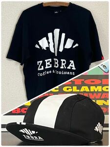 【ZEBRA Coffee & Croissant】半袖 Tシャツ（サイズL） & サイクリングキャップ ロードバイク、サイクリング好きに