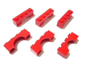 凸レゴ凸　%3659　1x4アーチ型ブロック（赤）　6個