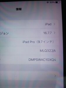 【ジャンク品】iPad Pro 9.7in A1674 シルバー ドコモSIM