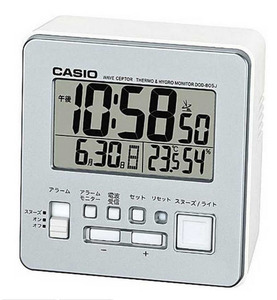  2.新品◇CASIO カシオ デジタル電波置時計　DQD-805J-8JF　温湿度計付　シルバー（電池付き）