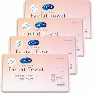 【まとめ買い】シルコット フェイシャルタオル Facial Towel 無添加タイプ 200枚（50枚×4個） フェイスタオル フ