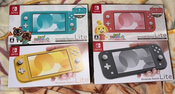 新品 Nintendo Switch Lite あつまれ どうぶつの森セット しずえ、まめきち＆つぶきち、イエロー、グレー 4台