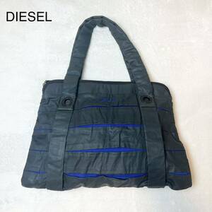 00s y2k DIESEL ナイロン ハンドバッグ 編み込み グレー ネイビー