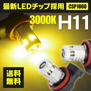 【ネコポス送料無料】LEDバルブ フォグランプ H11 イエロー 3000K 最新型CSP1860チップ 2個1セット