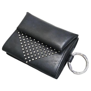 LIMI feu 2022ss leather studs wallet 22ss Limi feu purse folding in half compact ring Logo coin case 