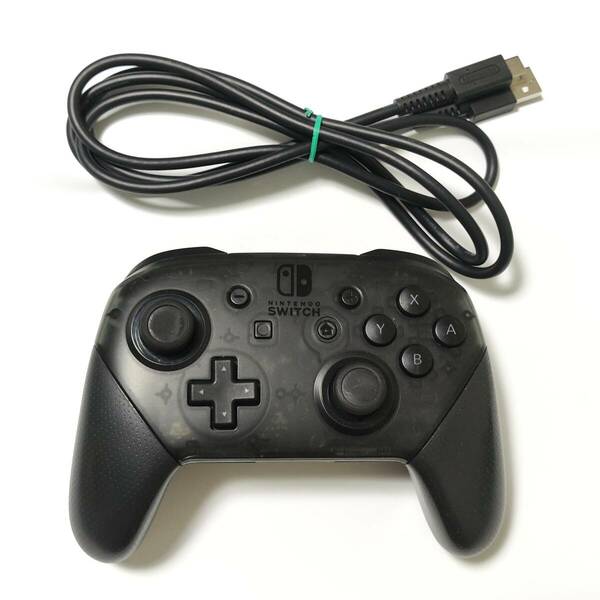 送料無料 動作確認済み Nintendo Switch Proコントローラー HAC-A-FSSKA プロコン USB充電ケーブル 純正 中古
