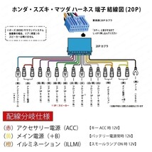 AH1-20P ホンダ スズキ車 オーディオハーネス 20P S2000 H11.04～H17.11 等 社外ナビ 配線 変換 カーナビ取付けキット_画像5