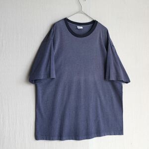 USA製 Vintage ボーダー Tシャツ / XL コットン ポリ ネイビー 半袖 ビンテージ T4-05153-9385