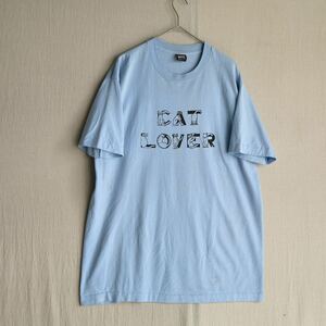 USA製 90s FRUIT OF THE LOOM Tシャツ / XL コットン ポリ ブルー プリント イラスト 動物 猫 半袖 ビンテージ T4-05143-9264