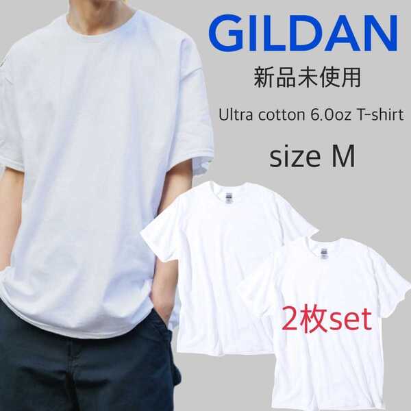 新品未使用 ギルダン ウルトラコットン 半袖Tシャツ ホワイト2枚セット M GILDAN 2000