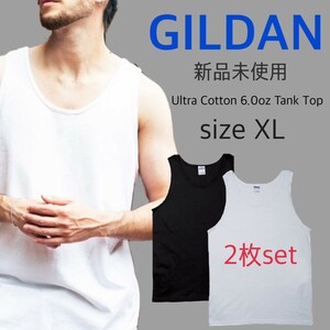  new goods giru Dan Ultra cotton plain tank top white black 2 pieces set XL size white black GILDAN 2200