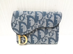 【未使用品】 Christian Dior クリスチャン・ディオール トロッター 財布 ネイビー ゴールド金具