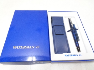 [ unused goods ] WATERMAN Waterman fountain pen pen .F ink, leather pen case attaching boxed 