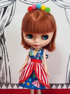 Doll Dressing♪ハンドメイド ブライス/ペッパーちゃんサイズお洋服セット人形/アウトフィット/衣装/ワンピース/ドレス/レトロ/ドール服