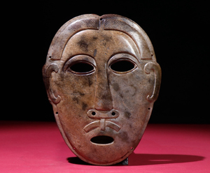 【徳】旧家蔵出『漢・和田玉・高古玉彫・人面具 仮面』古美術品 骨董品