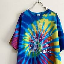 アメリカ古着　Camp Castle　スタッフTシャツ　半袖　タイダイ　プリント　XLサイズ　コットン　クルーネック　【I286】_画像3