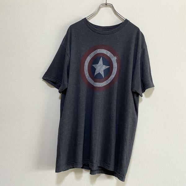 アメリカ古着　MARVEL　キャプテンアメリカ　でかロゴ　Tシャツ　半袖　マーベル　クルーネック　【I495】