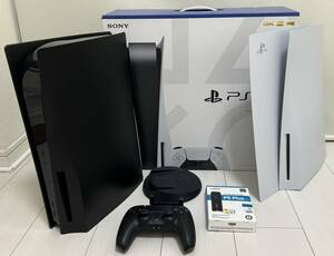 【美品】PS5 SONY playstation5 CFI-1000A ディスクドライブ搭載モデル 黒コントローラ　黒パネル　内蔵SSD1TB付 