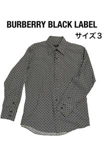 バーバリーブラックレーベル　BURBERRY BLACKLABEL 幾何学模様プリント長袖シャツブラウス　サイズL 総柄