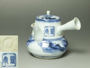 # private person collection exhibition # peace . turtle . blue and white ceramics small teapot box none Shimizu . landscape . person map delicate . blue and white ceramics . beautiful!!