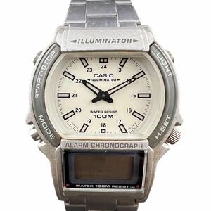  1円〜 売り切り CASIO AW-61 WATER RESIST 10BAR クォーツ ホワイト文字盤 メンズ 腕時計 カシオ 同梱不可 【L0945】