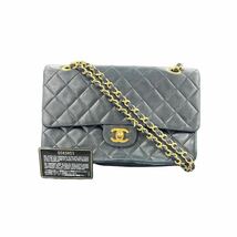 1円〜 売り切り CHANEL シャネル マトラッセ ラムスキン ダブルチェーン チェーン ショルダーバッグ ブラック 同梱不可 【L1110】_画像1