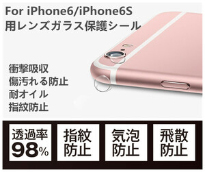 iPhone6/iPhone6S用レンズ用強化ガラスフィルム！レンズ用保護強化ガラスフィルム指紋防止簡単に貼り付けタイプ