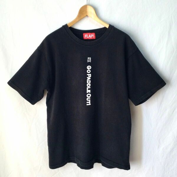 FLAP DESIGN 厚手 Tシャツ ブラック XL フラップ デザイン 黒 