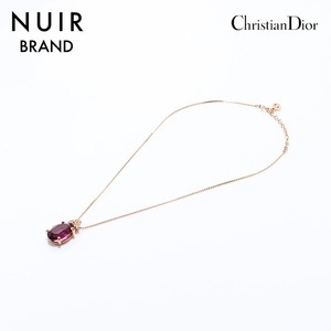 クリスチャンディオール Christian Dior ネックレス クリスタル ゴールドxパープル