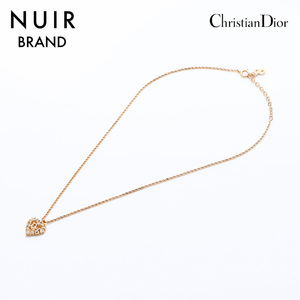 クリスチャンディオール Christian Dior ネックレス ハート ラインストーン ゴールド