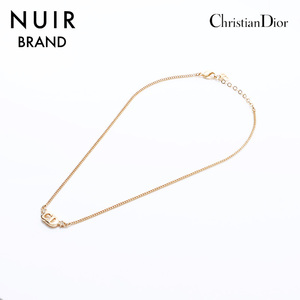 クリスチャンディオール Christian Dior ネックレス ロゴ ラインストーン ゴールド