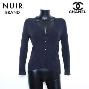  Chanel CHANEL cardigan rib knitted here Mark Size:38 black 