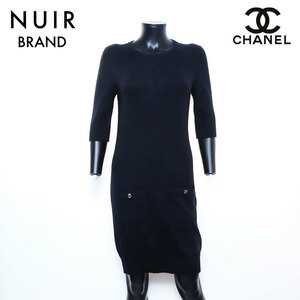  Chanel CHANEL One-piece here button knitted black 