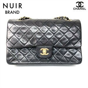 シャネル CHANEL ショルダーバッグ ダブルフラップ チェーンショルダー ラムスキン ブラック