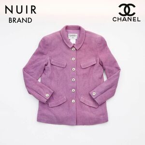 シャネル CHANEL ジャケット ココボタン ウール パープル