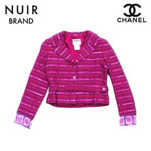  Chanel CHANEL жакет ремень имеется украшен блестками лиловый 