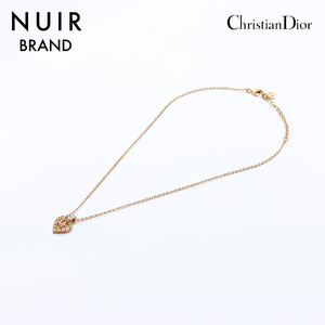 クリスチャンディオール Christian Dior ネックレス ロゴ ハート ラインストーン ゴールド