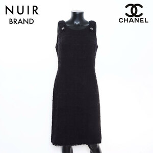  Chanel CHANEL One-piece твид безрукавка шерсть черный 