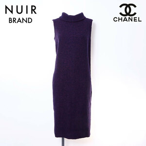  Chanel CHANEL One-piece твид безрукавка шерсть лиловый 