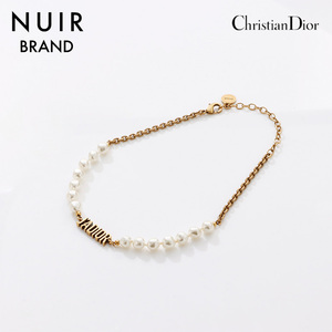 クリスチャンディオール Christian Dior ネックレス チョーカー パール ホワイト ゴールド
