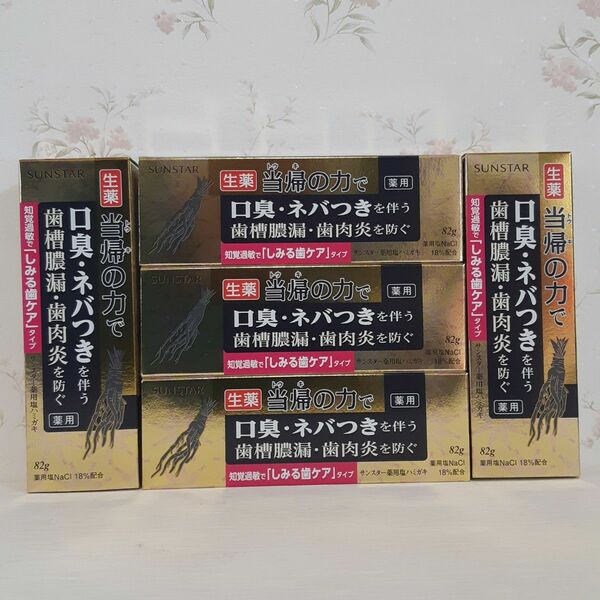 サンスター薬用塩ハミガキ　生薬当帰の力　知覚過敏でしみる歯ケアタイプ　5箱