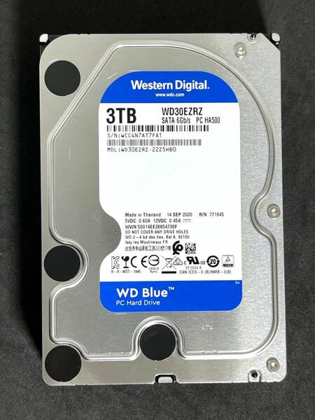 【送料無料】 ★ 3TB ★　WD Blue　/　WD30EZRZ　【使用時間：9036ｈ】　2020年製　Western Digital Blue　良品　3.5インチ 内蔵HDD SATA