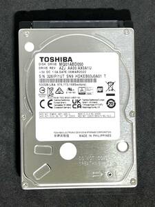 【送料無料】 ★ 500GB ★　TOSHIBA / MQ01ABD050　【使用時間：3ｈ】　2022年製　新品同様　2.5インチ内蔵HDD　9.5mm厚/SATA/5400rpm