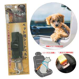ペット用シートベルト カーキ 小型・中型犬用 38～62cm 飛び出し防止に 猫不可 ハーネスに着用 ハイハイ HH-1039