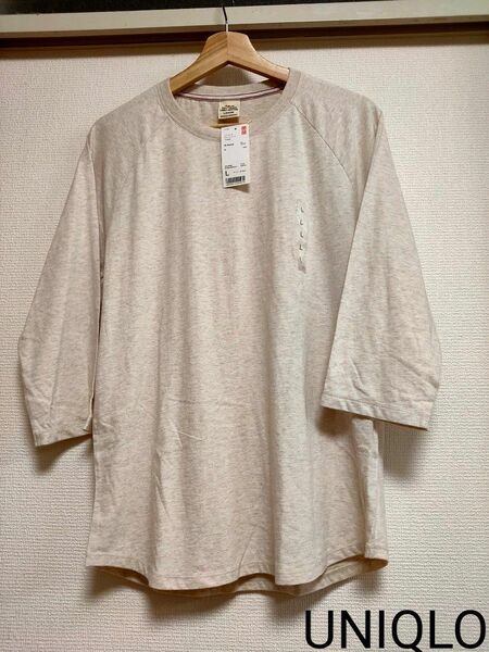 ユニクロ メンズ タグ付き新品 ソフトタッチライトコットンTシャツ L 七分袖